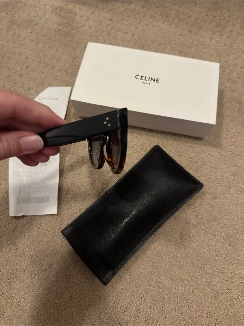 Celine Black and Tortoiseshell Half-Frame Sunglasses